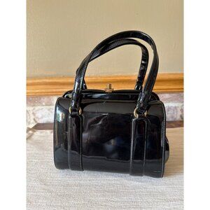 Peck & Peck 5th Avenue New York Vintage Black Patent Leather Handbag